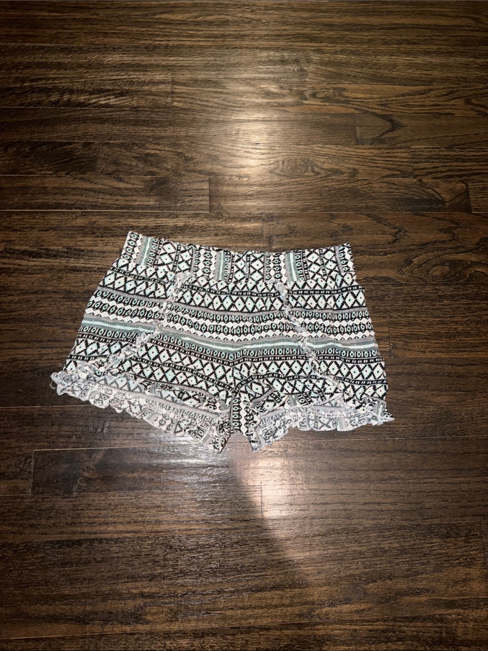 No Boundaries Black & White Patterned Shorts with Mint Stripes